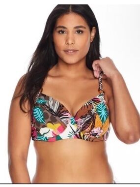 NWT BLEU/ROD BEAT TIE Multi-Color Tropical Floral Underwire Bikini Top